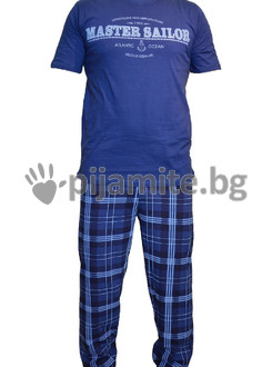 Мъжка пижама -  къс ръкав, дълъг панталон 12248А